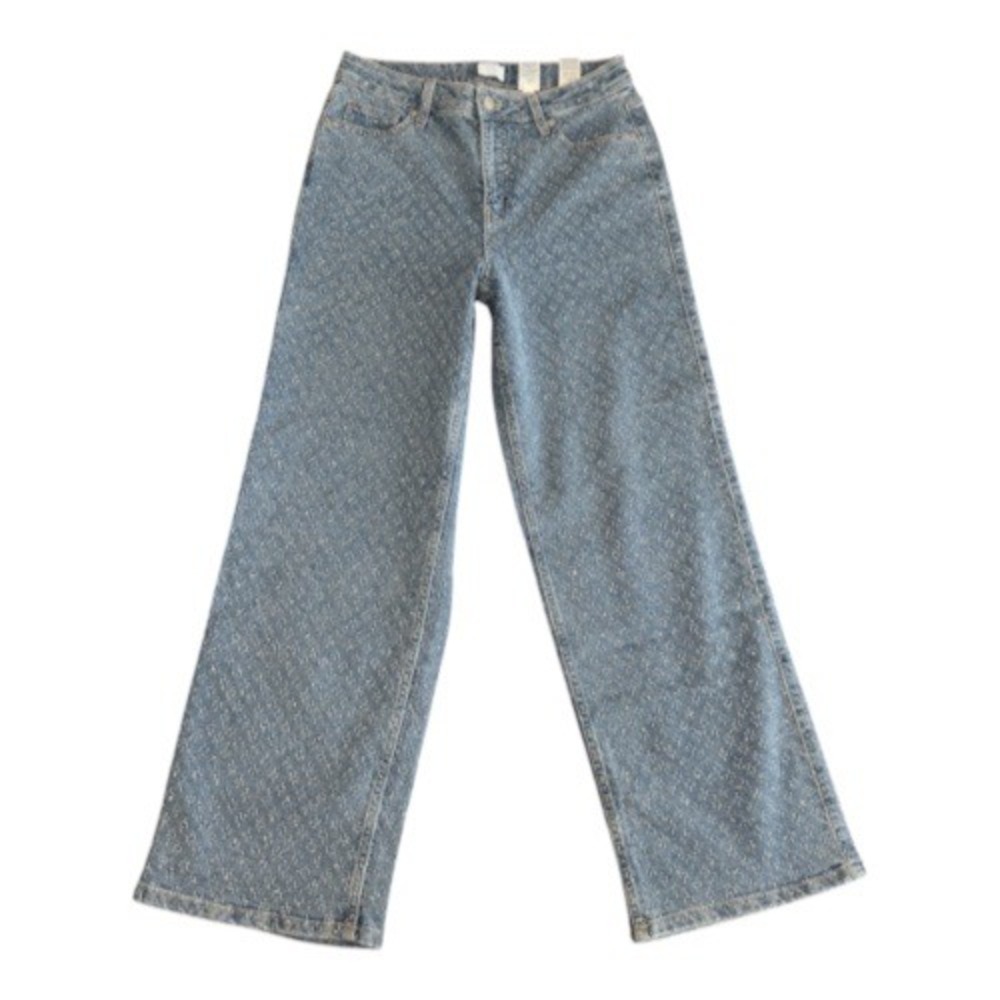 Time and Tru Womens Wide Leg Sequin Textured Jeans Blue Size 10 TT4636013016